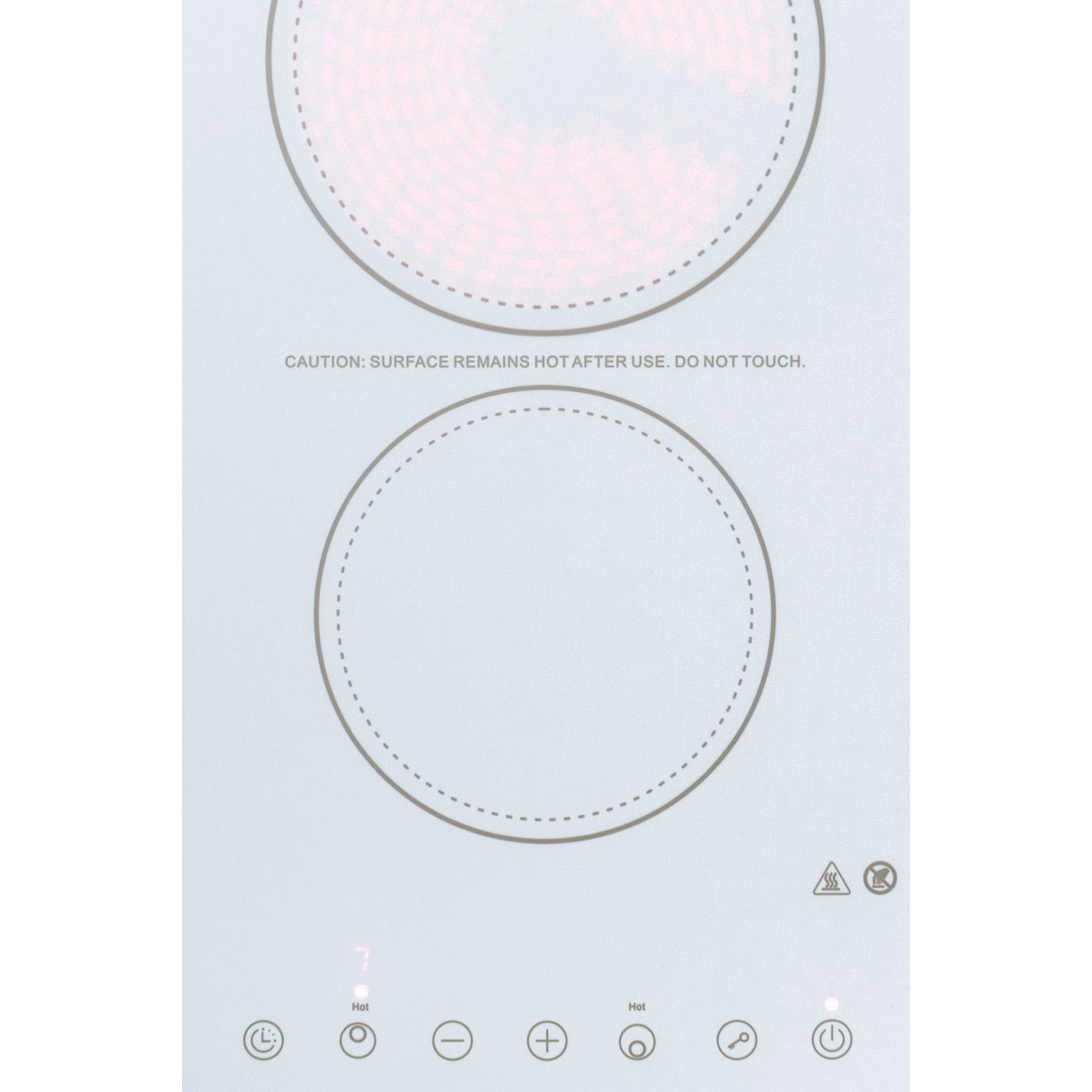 230V 2-burner cooktop in white ceramic Schott glass with digital touch controls, 3000W